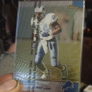 Topps Finest Detroit Lions Trading Card with Silver and Blue Accents